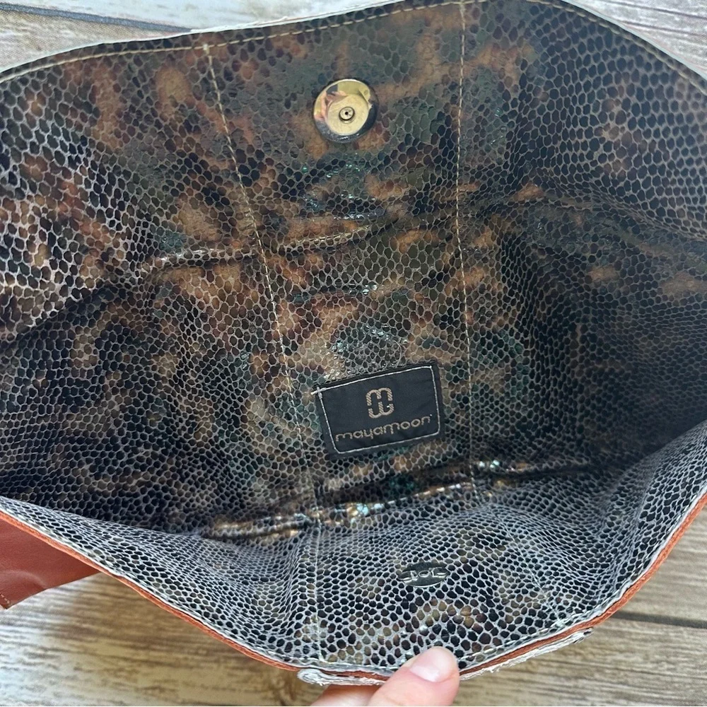 Maya Moon Leather Clutch Bag